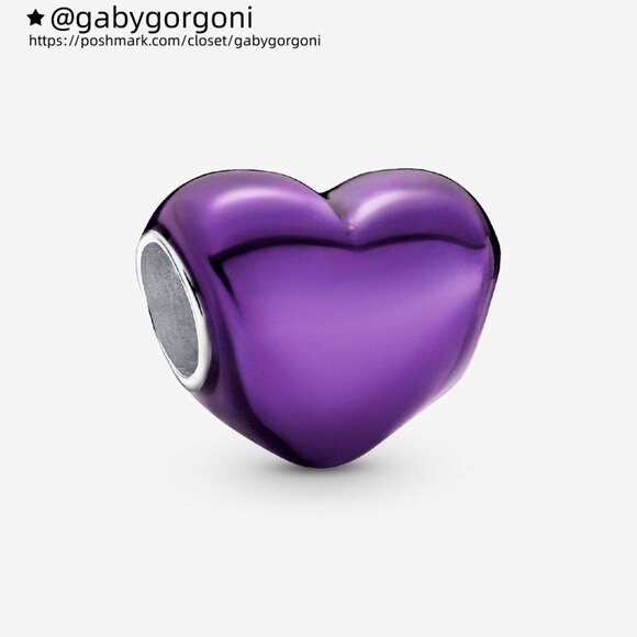 Pandora Metallic Purple Heart Charm - Picture 1 of 7